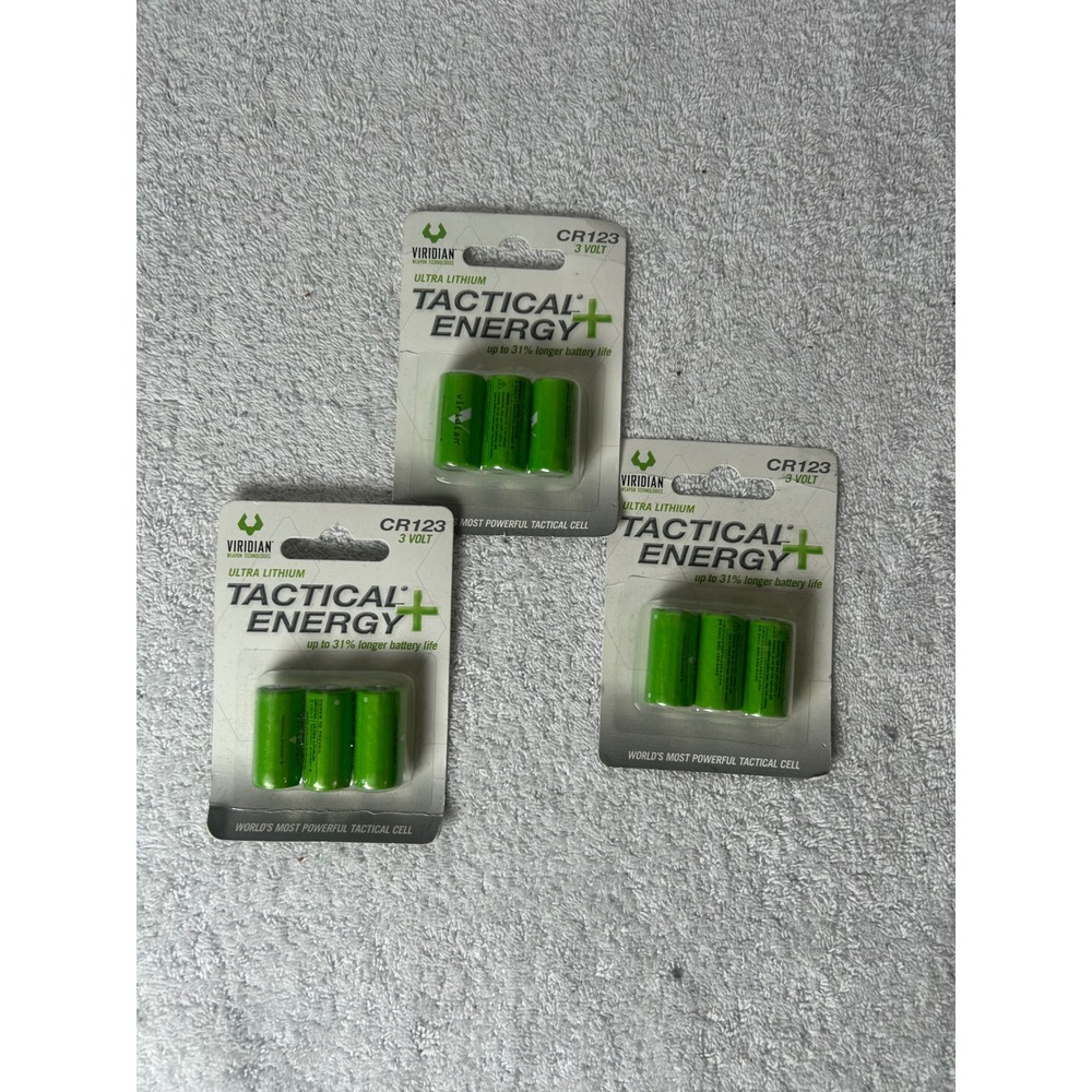 Lot of 9 Viridian Tactical Energy+ CR123 3V Ultra Lithium Batteries 1750mAh